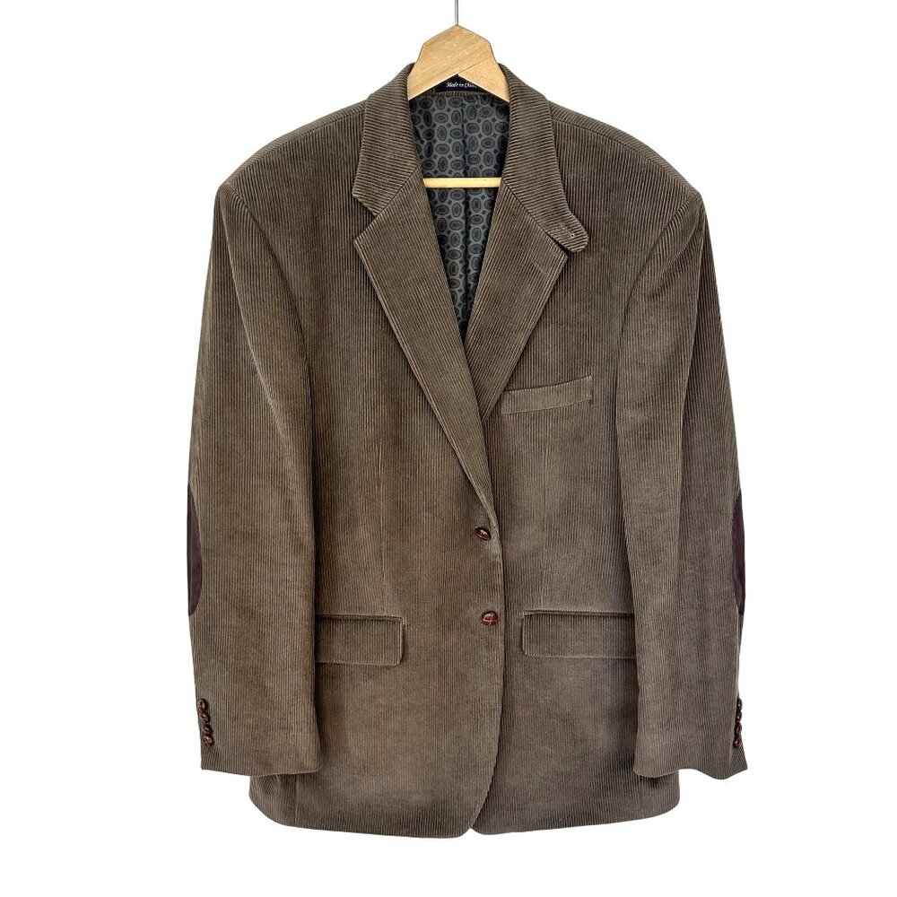 Lauren Ralph Lauren Mens Brown Corduroy Blazer Jacket 44L Elbow Patches XL